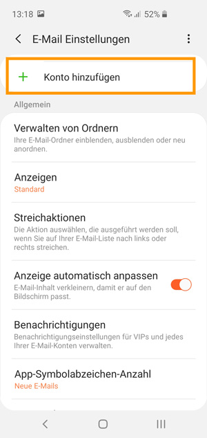 Konto hinzufügen