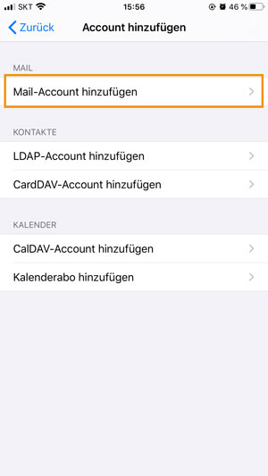Mail-Account hinzufügen