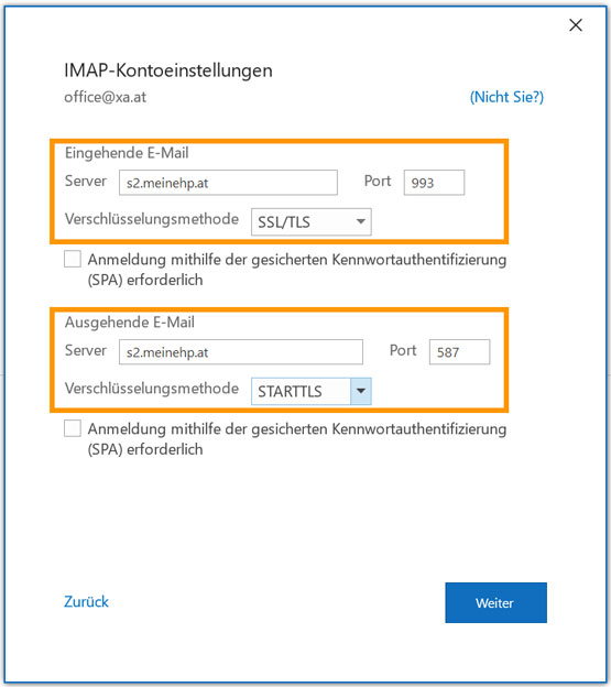 IMAP Einstellungen