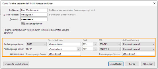 POP3 Einstellungen
