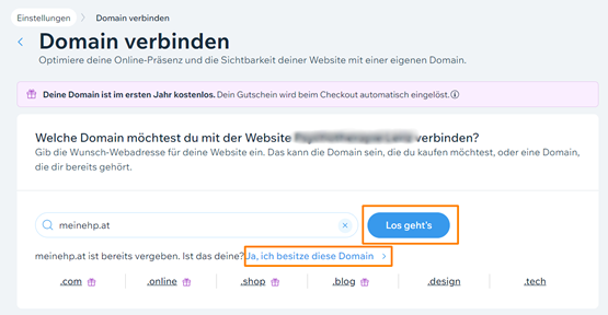Domain eingeben