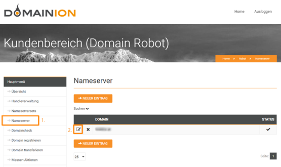 Domainion Nameserver bearbeiten