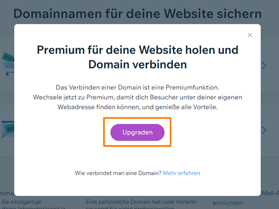 WIX Premium Paket wählen